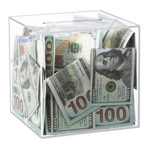 현대적인 친환경 투명 아크릴 저금통 (성인용) - 열 수 없는 재미있는 돈 저축 선물, 집 장식 - Product Image 1