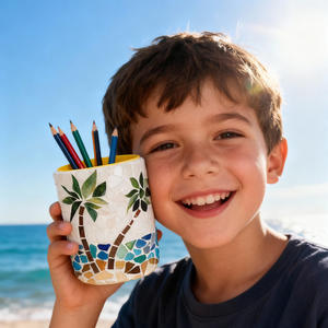 DIY Glasmosaik-Stifthalter, DIY Kunst-Mosaik-Stifthalter-Set, Handgemachte Geschenke, Heimdekoration für Mädchen, Geeignet für Schüler - Product Image 4