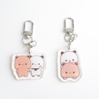 Porte-clés pendentif ours panda vintage en métal et acrylique, super mignon, pour couple, accessoire de sac, cadeau de mariage