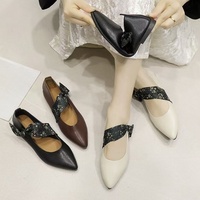 Venta al por mayor directa de fábrica: Zapatos Mary Jane de tacón grueso para mujer, estilo retro elegante, planos para ir al trabajo, de corte bajo y sin cordones.