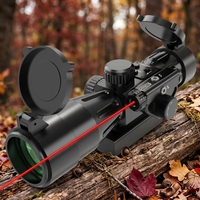 Lunette tactique 2,5-10x40IR avec éclairage rouge et combo laser rouge - Lunettes de chasse à lentille verte