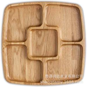 Wooden minimalist <b>tray</b> for home use, divided into sections for fruit and <b>snacks</b>, living room <b>snack</b> and nut storage. - Product Image 3
