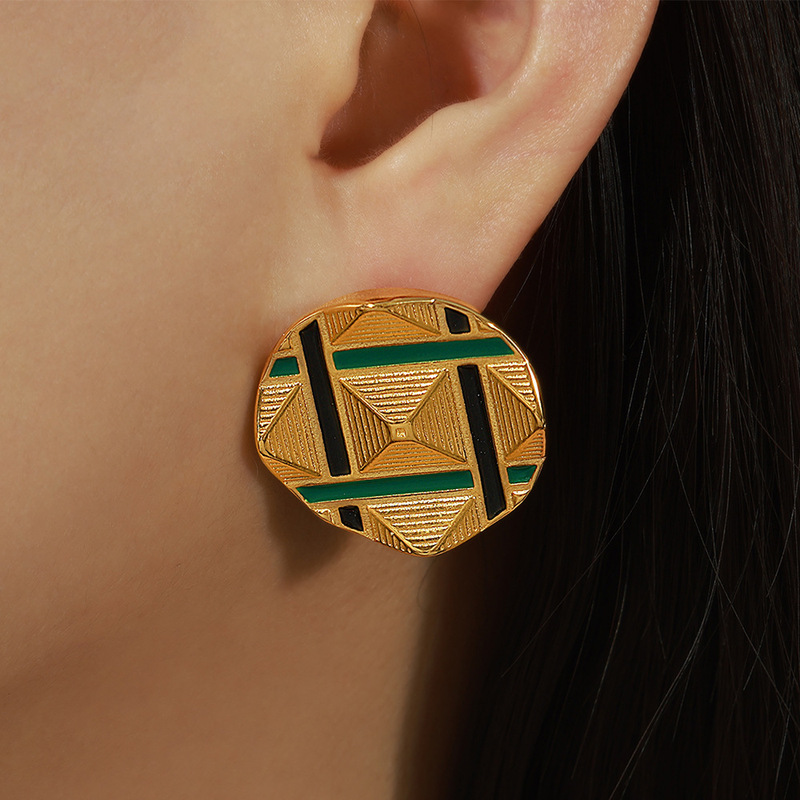 Geometric Stainless Steel Gold Plated Earring