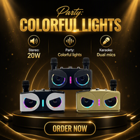 Haut-parleur karaoké sans fil rechargeable portable avec 2 microphones portatifs LED RGB pour la maison, les fêtes en plein air