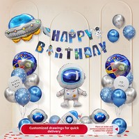 Ensemble de ballons en aluminium pour fête sur le thème de l'espace pour enfants - Ballons métalliques Alien et Planète avec points autocollants et ruban frisé, lot en vrac