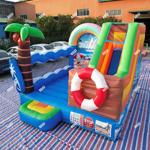 Vente en gros <span class=keywords><strong>d</strong></span>'usine de palmiers arc-en-ciel sable plage Style commercial PVC gonflable saut rebond <span class=keywords><strong>maison</strong></span> avec toboggan Combo pour la fête - Product Image 2