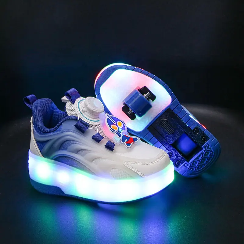 Zapatos de patín de ruedas iluminados para niñas y niños, regalo, ruedas de doble fila, zapatos de recarga con luz Led con Flash, zapatos con ruedas DB