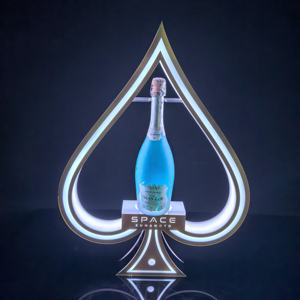 Présentoir lumineux LED personnalisé en or miroir, rechargeable, coloré, As de Pique, pour service de bouteilles VIP, glorificateur, panneau lumineux LED pour boîte de nuit - Product Image 1