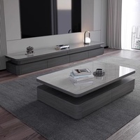 Nouveau Meuble TV Italien Luxe Moderne pour la Maison, Combinaison Table Basse et Meuble TV en Bois Massif Simple et Élégant