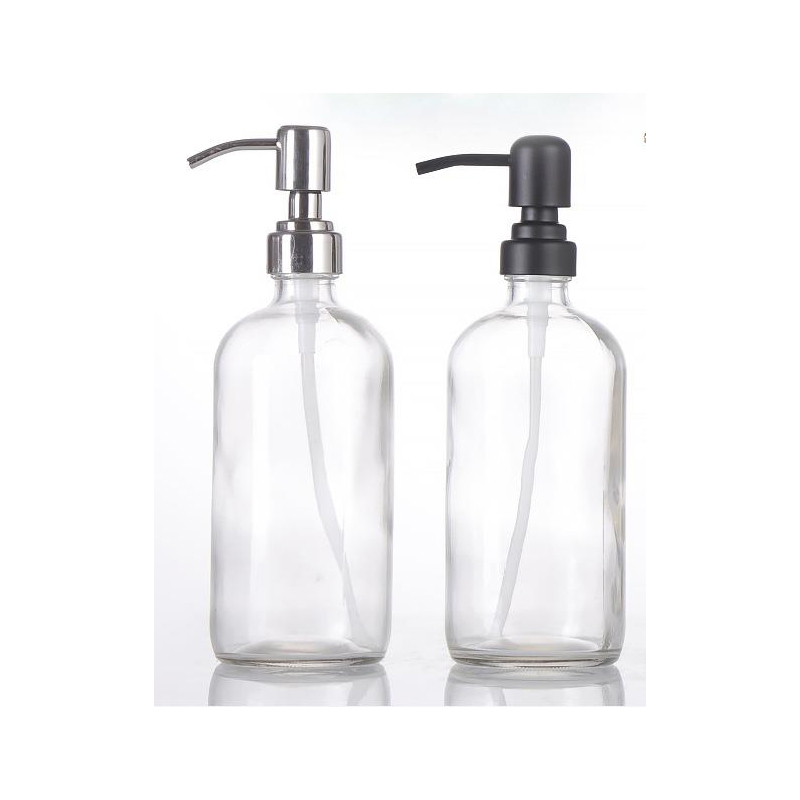 16ounce Thick Clear Glass Pint Jar Soap Dispenser with Matte Black Stainless Steel Pump