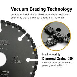 <span class=keywords><strong>Lame</strong></span> de <span class=keywords><strong>scie</strong></span> diamantée brasée sous vide de 3/4,5/5/7/9 pouces / Disque de découpe et de meulage pour granit et marbre / <span class=keywords><strong>Lame</strong></span> de coupe polyvalente - Product Image 6
