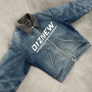 DiZNEW Y2k Clothing Men Jeans Jacket Manufacturer Wholesale Printing Mens Washed Denim Jacket Men