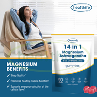 Heaithife OEM ODM 14-en-1 Complexe de Magnésium Végétalien avec Vitamine D3, Zinc, L-théanine, Ashwagandha et Glycinate de Magnésium en Gummies