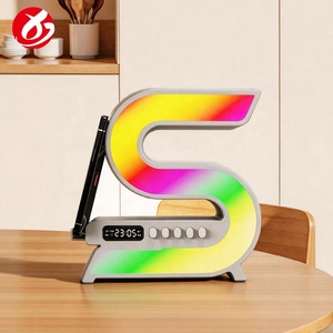 ODM OEM โคมไฟสร้างบรรยากาศตั้งโต๊ะ A936 <span class=keywords><strong>5</strong></span>-10W ระบบชาร์จไร้สาย RGB ไฟ LED เสียงสีขาวลำโพงคาราโอเกะ - Product Image 5