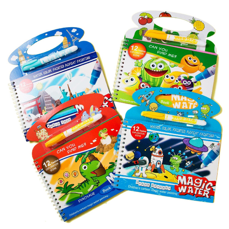 Лидер продаж Amazon, новый дизайн, волшебные книжки-раскраски на воде, книжки для рисования на воде, многоразовые книжки для рисования, обучающая игрушка для детей