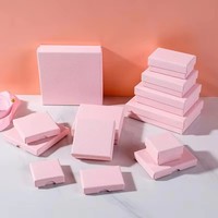 Boîte à bijoux élégante rose personnalisable avec couvercle et base pour boucles d'oreilles, bagues et épingles