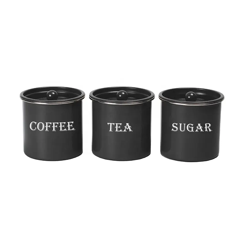 Vintage kunden spezifische Kanister-Sets für die Aufbewahrung in der Küche Lebensmittel gläser Metall zucker Kaffee Tee 3PCS Kanister-Set