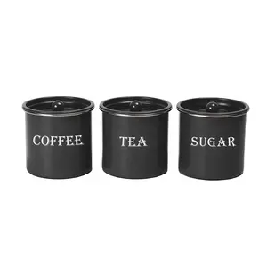Vintage Customized Canisters Sets For Kitchen Storage Food Jars Metal Sugar Coffee Tea 3PCS Canister Set