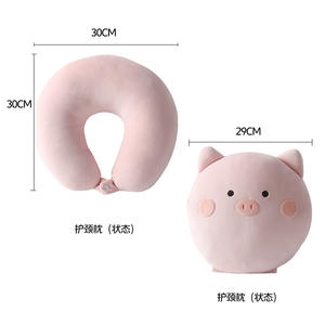 Almohada de Viaje en Forma de U con Diseño de Cerdito Rosa, 28x28x14cm, Soporte para el Cuello con Cierre, para Siesta en la Oficina y Uso Estudiantil - Product Image 5