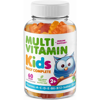 Complément alimentaire multivitaminé pour enfants, végétarien, sans gluten, complément quotidien complet A, C, D, E, B6, B12, Iode, Zinc, soutien immunitaire, 60 gommes