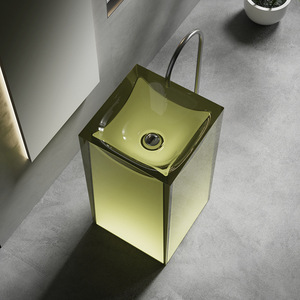 Lavabos <span class=keywords><strong>en</strong></span> résine artificielle transparente autoportants de conception moderne pour hôtels avec accessoire de vidange - Product Image 6