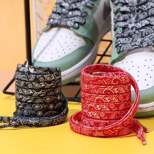 2022 New Arrival polyester printed shoelaces Runner Aj sneaker af1 shoes laces printed shoelaces