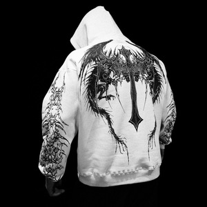 Sudadera con capucha larga para hombre, estilo streetwear gótico Harajuku, con estampado de calavera oscura, diseño de marca, holgada y con cuello con capucha - Product Image 1