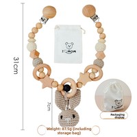 Pendentif en bois de hêtre fait main au crochet (oiseau, hibou, renard, lapin) pour poussettes, berceaux, sièges auto et mobiles de bébé