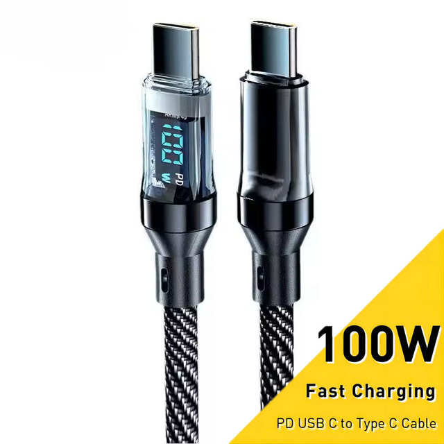100w USB C to C Cable 5a E-Mark Quick Charging Data Cable Type C Nylon Braided Cord Fast Pd Charging for Macbook Laptop Cable