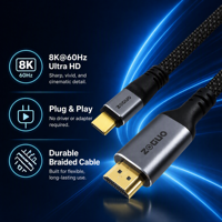 Cable HDMI 4K Tipo C Macho a Macho, Trenzado de PVC con Conductor de Cobre Desnudo, 0.5-15m, para Cine en Casa y HDTV