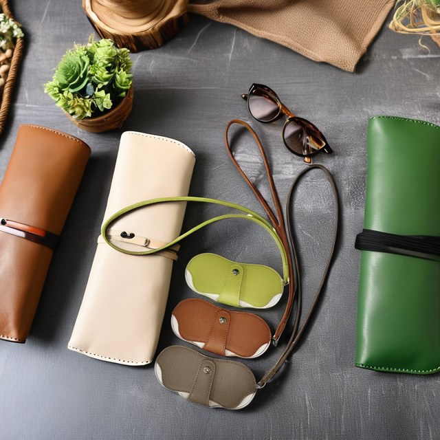 Wholesale Durable Unisex Folding Eyeglass Case Fashionable Glasses Storage with Strip Wearable Stylish PU Leather Eyeglass Case