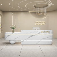 Bureau de réception moderne en bois blanc avec éclairage LED, durable et réglable, pour hôtel, salle de sport, bureau, bar et hall