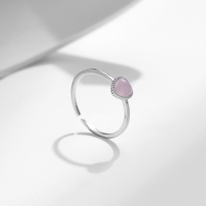 S925 Sterling Silver Adjustable Heart Pink Rose Quartz <b>Ring</b> Dainty Halo Zircon Open <b>Finger</b> <b>Ring</b> For Women - Product Image 3