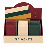 Présentoirs PDQ de comptoir personnalisés, écologiques et recyclables, avec revêtement UV et lamination brillante, pour packs variés de sachets de thé