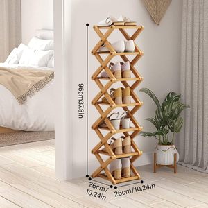 Étagère à chaussures pliable en bambou à 7 niveaux, design moderne, autoportante, en <span class=keywords><strong>bois</strong></span>, pour la maison, l'appartement, l'hôtel, pour l'ameublement de salon - Product Image 6