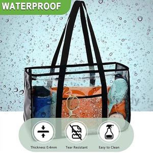 Bolsa de Plástico Transparente Impermeable con Logotipo Personalizado para Mujer, Cierre de Cremallera, a Prueba de Arena, Bolsa de Mano Transparente Grande, Bolsa de Almacenamiento para la Playa - Product Image 5