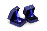 Boîte à bijoux LED bordeaux de luxe en velours PU pour bagues, colliers et boucles d'oreilles, étui d'emballage personnalisé avec logo, présentoir cadeau
