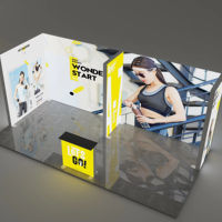Système de stand d'exposition modulaire rétroéclairé en forme de L, caisson lumineux publicitaire, mur d'arrière-plan, système d'affichage d'exposition OEM