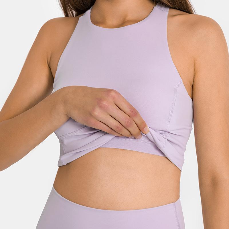 High Quality Breathable Sexy Cross Back Padded Bra Yoga Sports Tank Hollow Out Crop Top