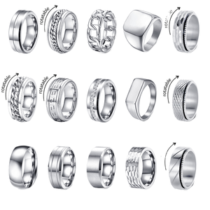 Anillo <span class=keywords><strong>de</strong></span> Dedo Índice Simple Cuadrado <span class=keywords><strong>de</strong></span> Acero <span class=keywords><strong>de</strong></span> Titanio Europeo y Americano, Estilo Hip-Hop, Moderno para Hombre, para <span class=keywords><strong>Instagram</strong></span> - Product Image 1