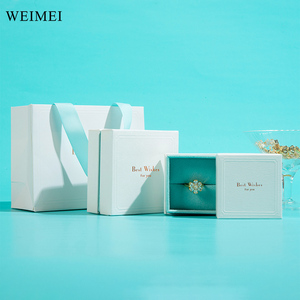 WEIMEI Custom Logo Cardboard Jewelry <b>Gift</b> Bag Paper Drawer <b>Box</b> Jewelry Packaging Bag with Handle - Product Image 4