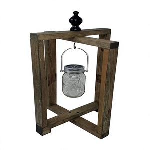Lanterne porte-bougie en bois faite à la main avec panneaux en verre personnalisables pour la décoration de patio, jardin, balcon, mariages et fêtes - Product Image 4