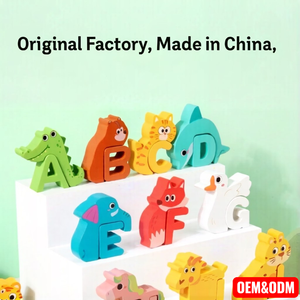 Puzzle Alfabetico in Legno per Bambini, 52 Pezzi, Gioco di Abbinamento ABC <span class=keywords><strong>con</strong></span> Animali e Borsa Portaoggetti - Product Image 3