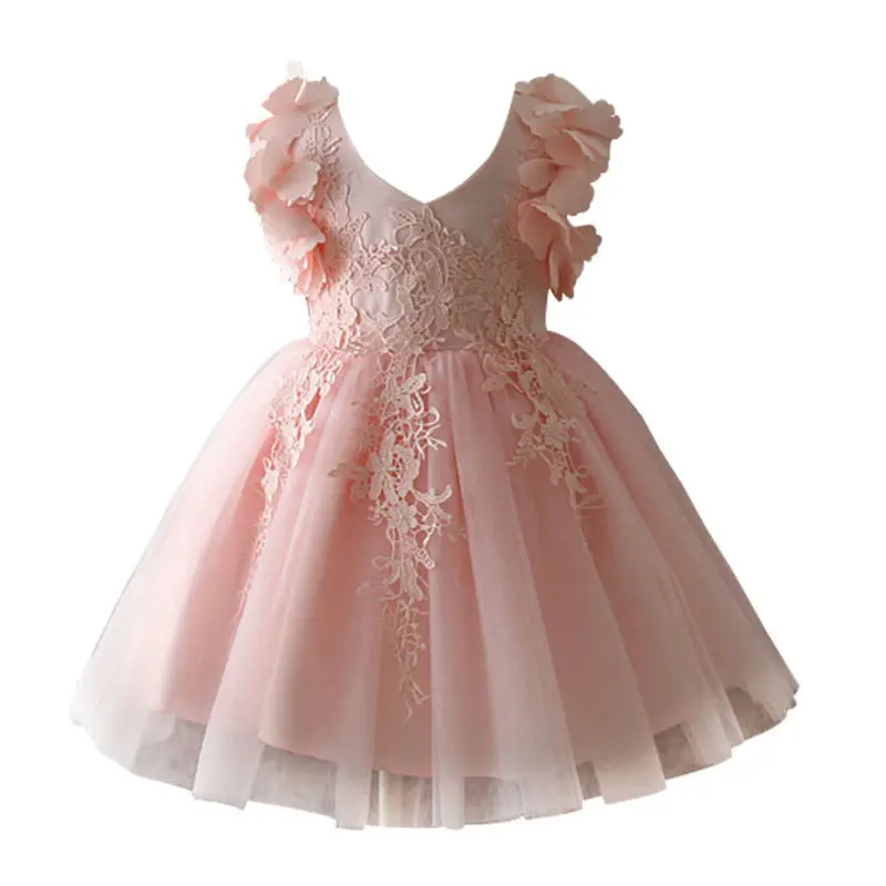 Children's princess dress tutu skirt girls summer gray pink new style dress for baby girl baby lace dresses
