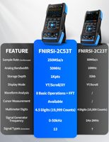 Fnirsi 2C53T Portable 3-in-1 Digital Oscilloscope Signal Generator Multimeter Dual Channel 50MHz*2 250MS/s Handheld 2.8" HD