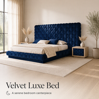 Lit Double Moderne et Luxueux Exeon Premium, Cadre Rembourré en Velours Italien Fantaisie, Ensemble de Chambre à Coucher Lit King Size