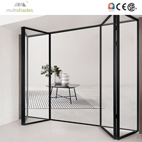 Porte pliante en aluminium à triple vitrage Low-E, insonorisée et à rupture de pont thermique, conforme aux normes NFRC résidentielles américaines, à ouverture complète pour salon