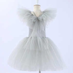 Gaun Tutu Kain Kasa Berlapis-lapis Warna Abu-abu untuk Kostum Badut <span class=keywords><strong>Halloween</strong></span> Karnaval Cosplay Anak Perempuan Grosir Hengzhihua dengan Aksesoris - Product Image 6