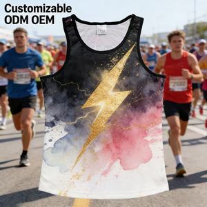 เสื้อกล้ามวิ่งมาราธอนแบบยูนิเซ็กซ์ ผ้าตาข่ายระบายอากาศ โพลีเอสเตอร์ 100% ป้องกันรังสียูวี สำหรับฤดูร้อน สกรีนโลโก้ตามสั่ง - Product Image 1