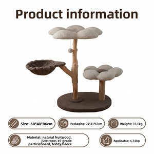 Árbol para Gatos Integrado de Madera Natural Sólida Directo de Fábrica, Diseño Floral Encantador, Juguete para Gatos de Interior, Muebles para Mascotas, Venta al por Mayor OEM - Product Image 3